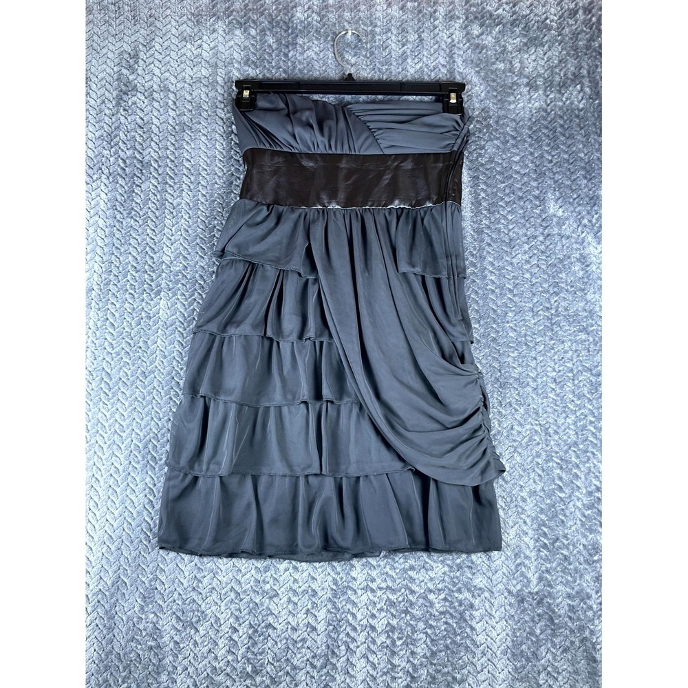 Three Pink Hearts by Trixxi Strapless Mini Dress Womens 3 Charcoal Ruffled Trim
